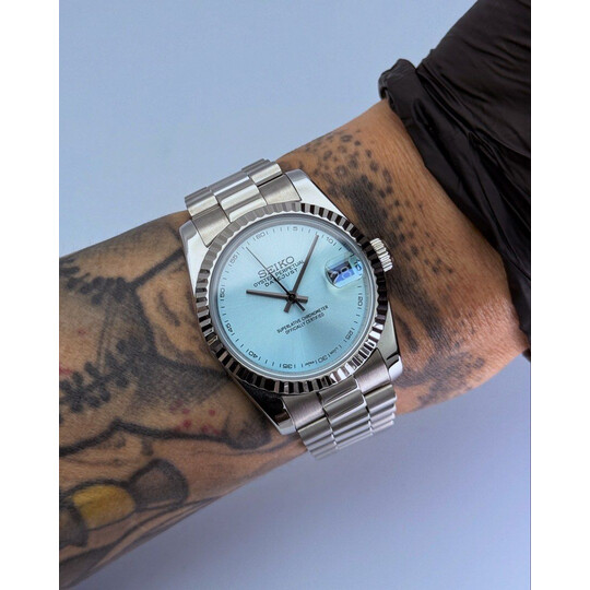 Custom Seiko Mod • Black Ice Blue Datejust President • 36mm